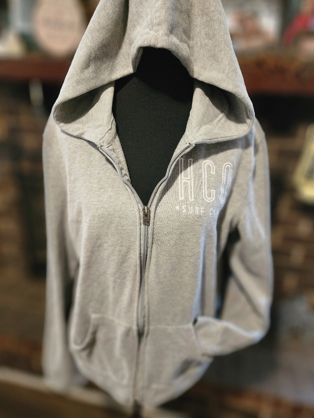 Hollister Light Gray Zip-Up Hoodie Sweater
